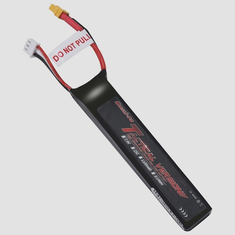 送料無料★Bos Lipo リポバッテリー7.4V 1100mAh 2S 25C 電動ガン用AKシリーズ(XT30プラグ デ)_画像1