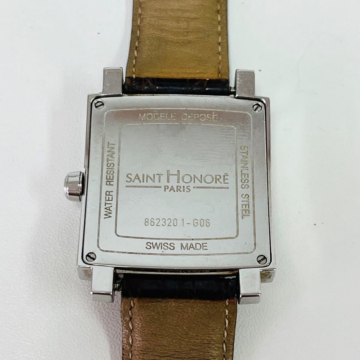 不動 SAINT HONORE/サントノーレ 白文字盤 ダイヤ付き クォーツ 腕時計