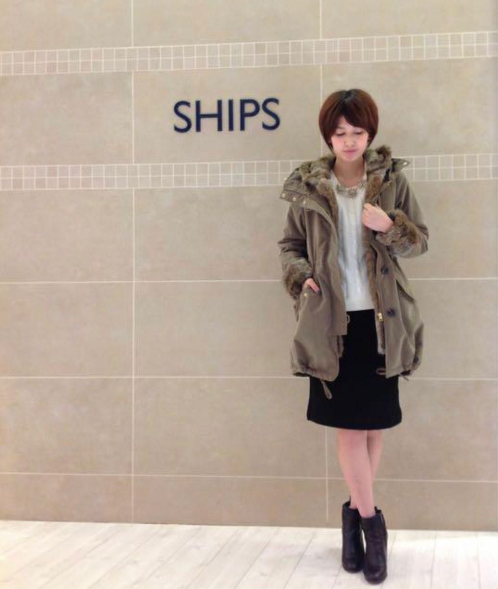 SHIPS シップス 定価37800円 モッズコート 裏ボア ラビットファー IENA