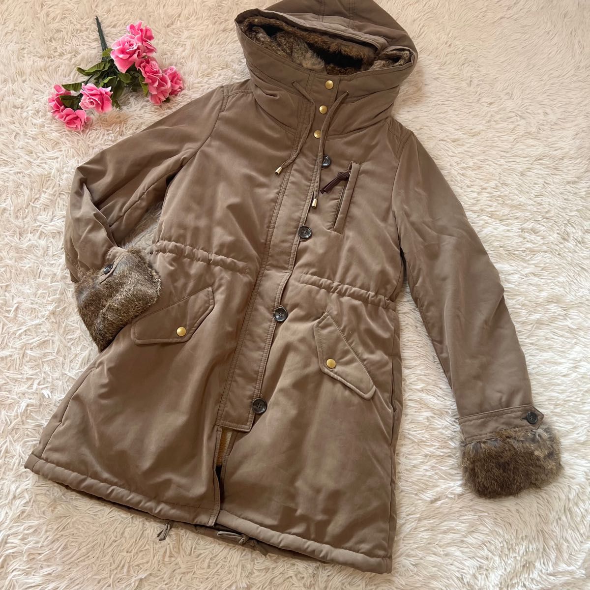 SHIPS シップス 定価37800円 モッズコート 裏ボア ラビットファー IENA