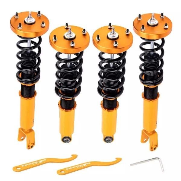  shock absorber Jaguar Vanden Plas suspension 04-09 total length adjustment type 24 step attenuation adjustment yellow Maxpeedingrods