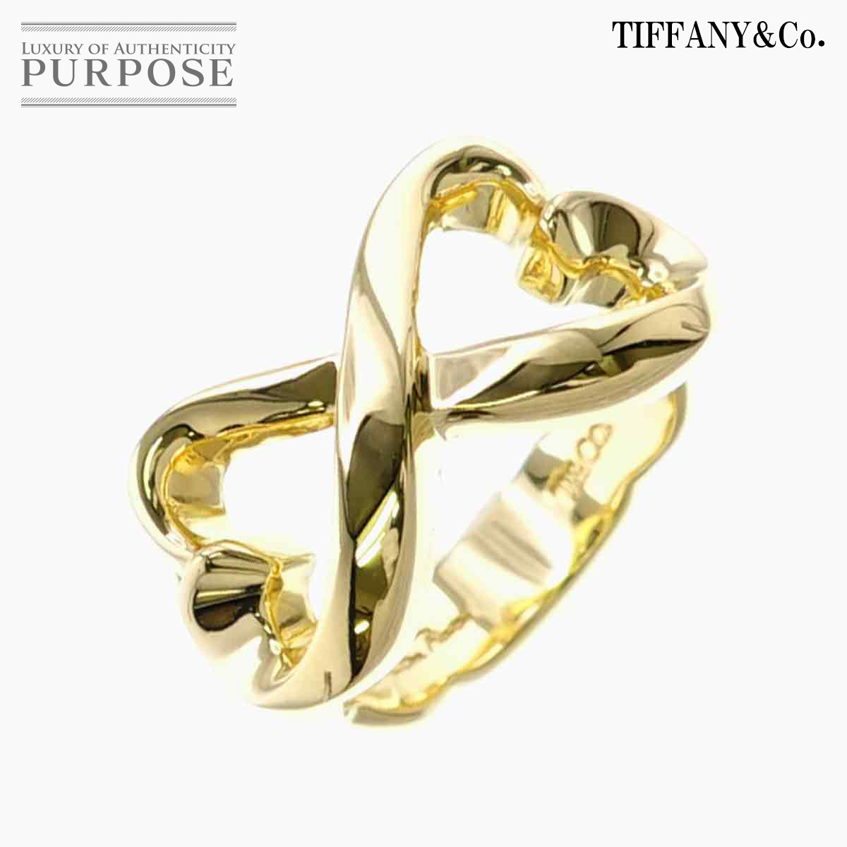 ティファニー TIFFANY&Co. ダブル ラビングハート 10号 リング K18 YG イエローゴールド 750 指輪 Loving Heart Ring 90205390