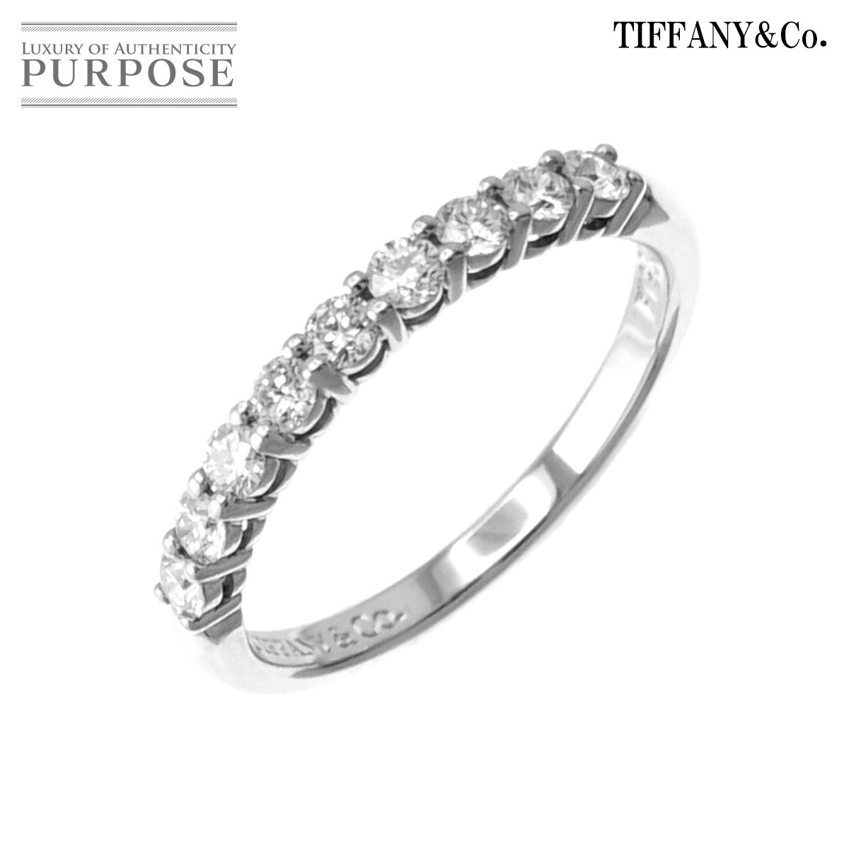ティファニー TIFFANY&Co. フォーエバー 7.5号 リング ハーフ ダイヤ 幅2.2mm Pt プラチナ 指輪 エンブレイス Half Diamond Ring 90201079