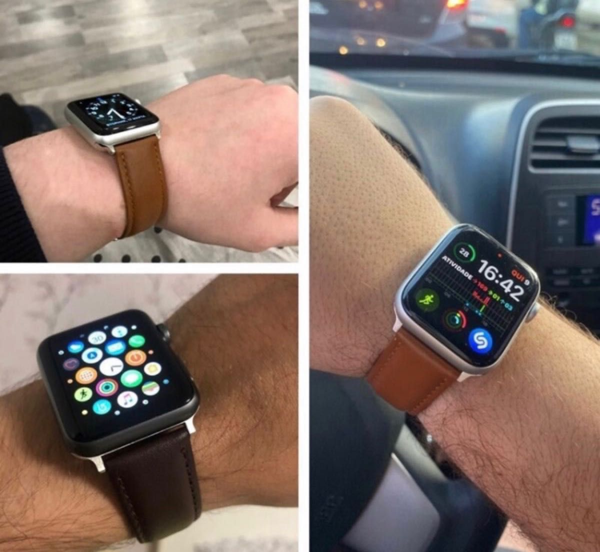 Apple Watch レザーバンド レザーベルト 腕時計 バンド AppleWatchベルト ダークブラウン レザー 本革 茶色