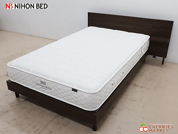 ◆展示品◆ 日本ベッド NIHON BED シルキーポケット ウール入り レギュラー/CARRANO カラーノ セミダブルベッド ナイトテーブル付 30万_画像1