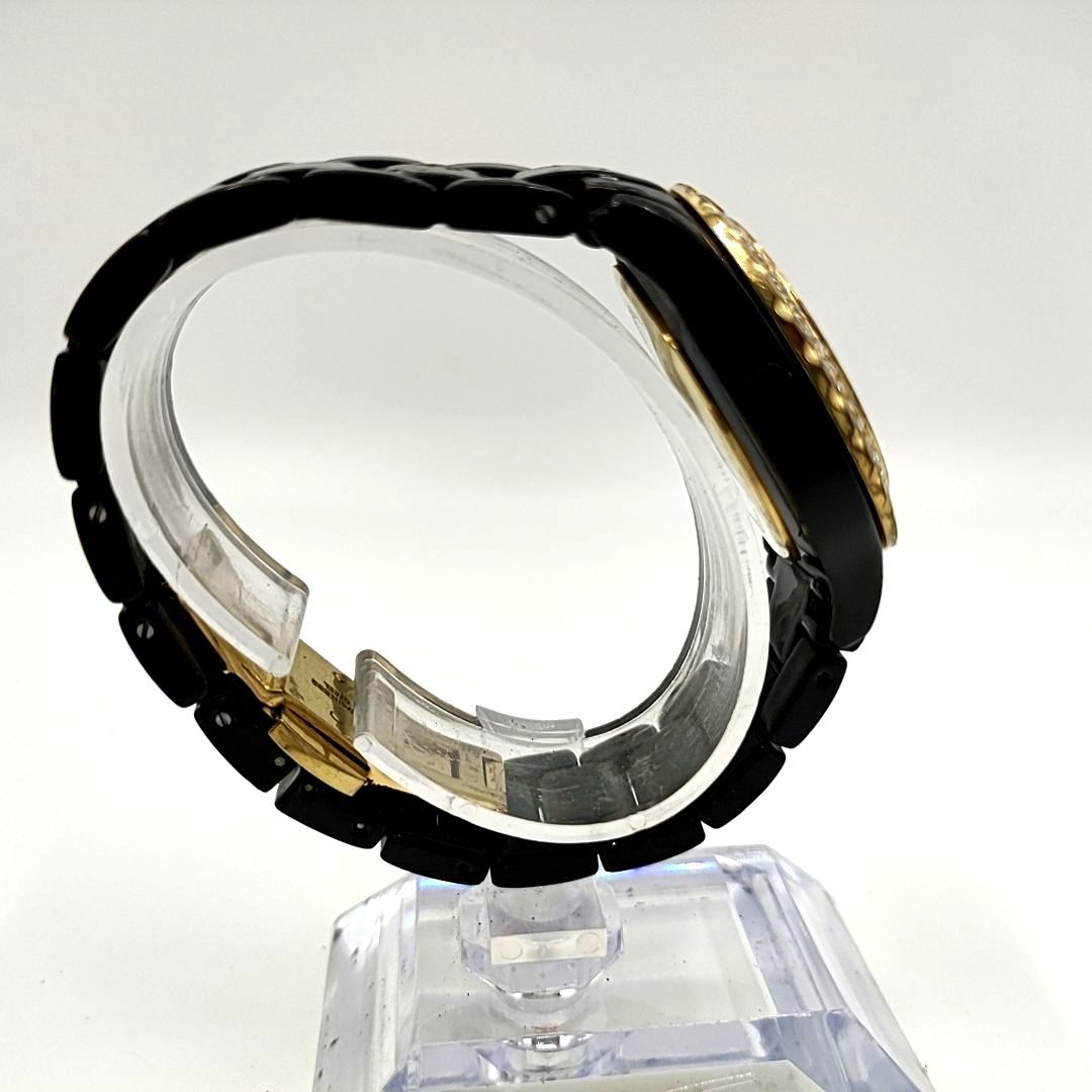 【電池切れ】DELUX　クォーツ腕時計　ゴールド文字盤　ラインストーン　ケース幅：3.1　腕回り：15.5