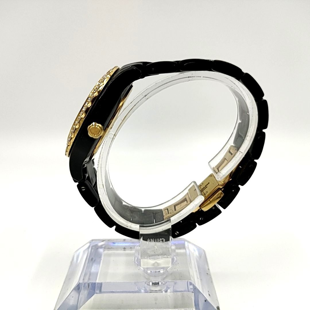 【電池切れ】DELUX　クォーツ腕時計　ゴールド文字盤　ラインストーン　ケース幅：3.1　腕回り：15.5_画像2
