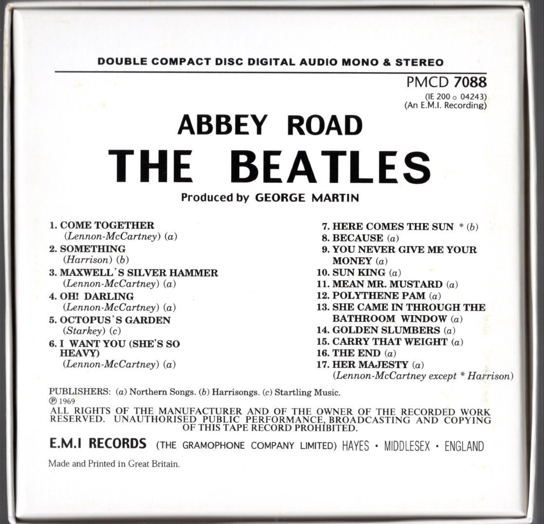 2CD 箱BOX【 (PMCD 7088 & EAS-Master) ABBEY ROAD (Japan 1999年)】Beatles ビートルズ_画像3