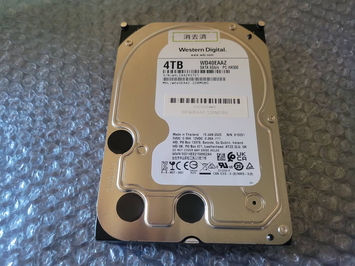 美品 18時間稼働 Western Digital製 4TB HDD WD40EAAZ 3.5インチ 送料520円～ 14_画像1