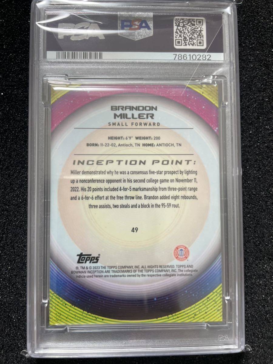 2022-23 Bowman U Inception Brandon Miller Green Foil /299 PSA9_画像2