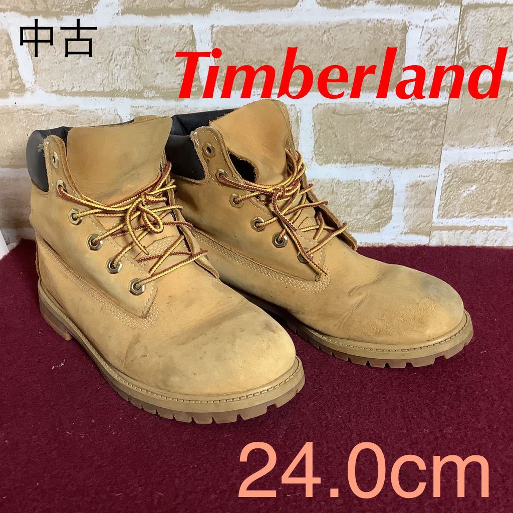 【売り切り!送料無料!】A-6 Timberland!ショートブーツ!ティンバーランド!24.0cm!キャメル!ワークブーツ!ハイカット!プリマロフト200g!中古_画像1