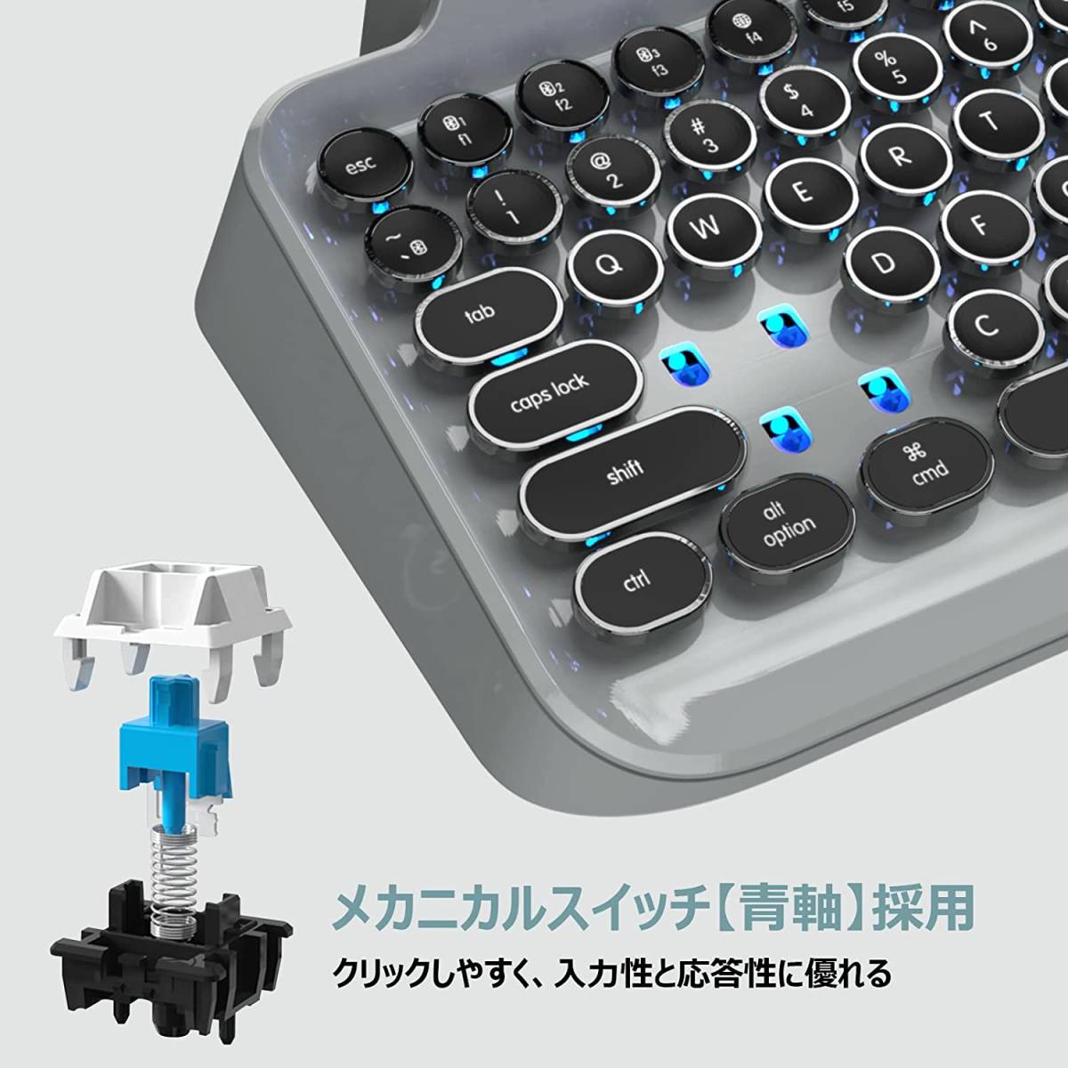 メカニカルキーボード ゲーミングキーボード 青軸 タイプライター_画像4