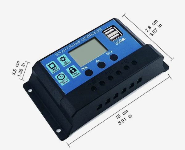 ソーラーチャージコントローラー ソーラーチャージャー ソーラーパネル バッテリー 30A 12V/24V 充電 USB LCD ブルー ブラック Y0660_画像4