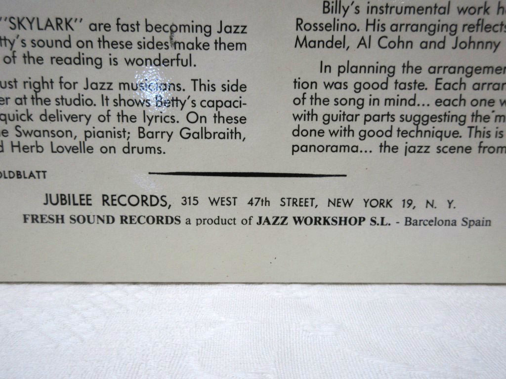 09F092 JUBILEE RECORDS [HAL McKUSICK Plays. BETTY St.CLAIRE Sings.] 長期保管品 現状 1点限り 売り切り_画像9