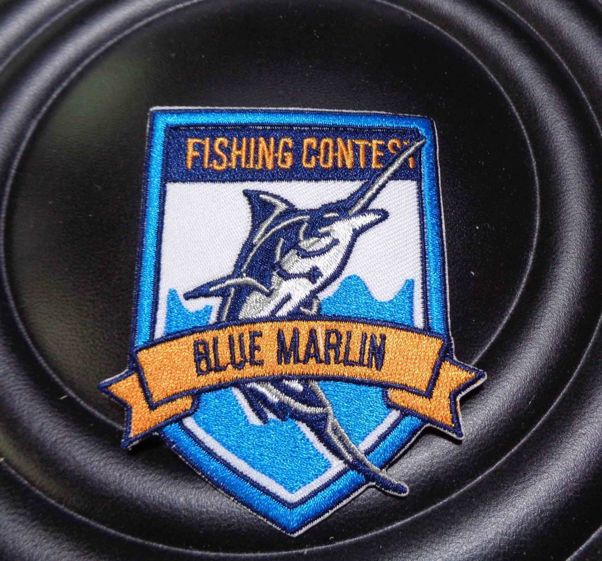白青橙◎新品カジキ　フィッシング　FISHING CONTEST BLUE MARIN　刺繍ワッペン（パッチ）■アメリカ　US釣り　魚　コンテスト　大会　激渋