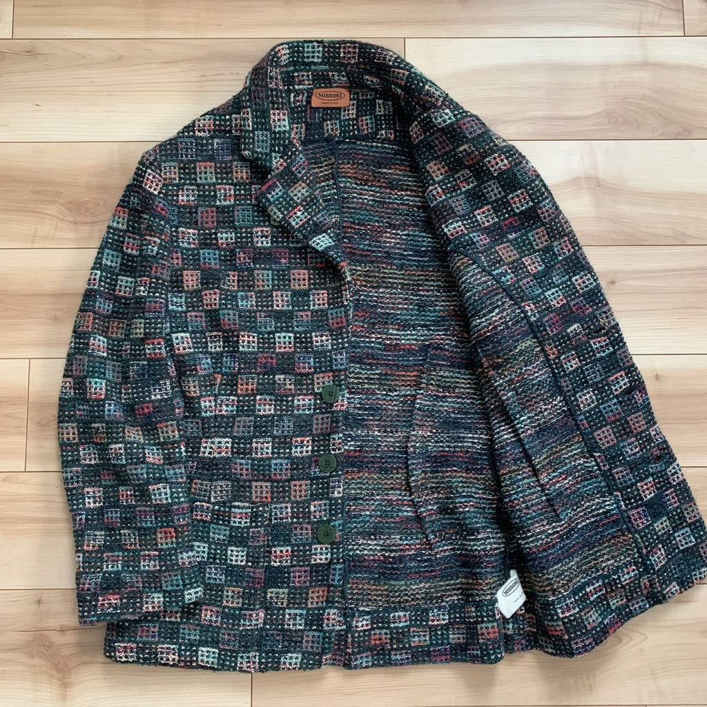 華麗 最高級 イタリア製 50 ジャケット ニット ウール モヘア 刺繍