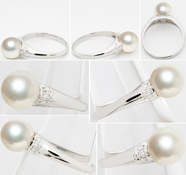 スマート 上品☆アコヤ 真珠 パール 8mm ダイヤ 0.06ct Pt900 プラチナ