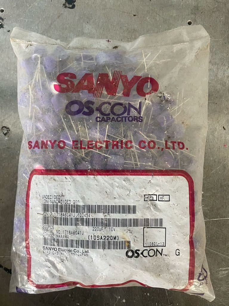 SANYO OS-CON 10V 220uF 新品未使用 三洋電機 電解コンデンサ  200pcs 1パック 在庫保管品の画像1
