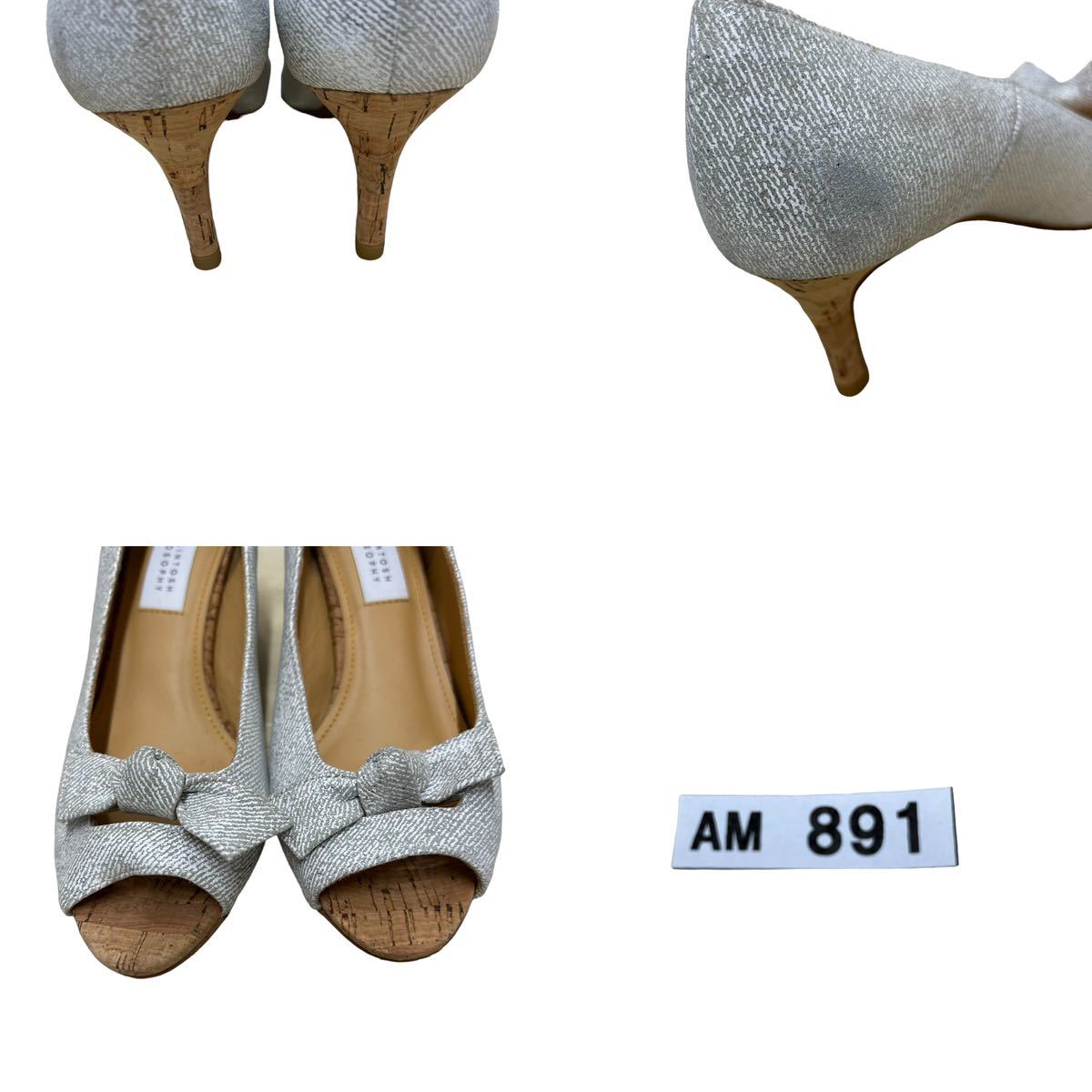 AM891 Macintosh firosofi-MACKINTOSH PHILOSOPHY open tu pumps 23cm silver white suede original leather made in Japan 