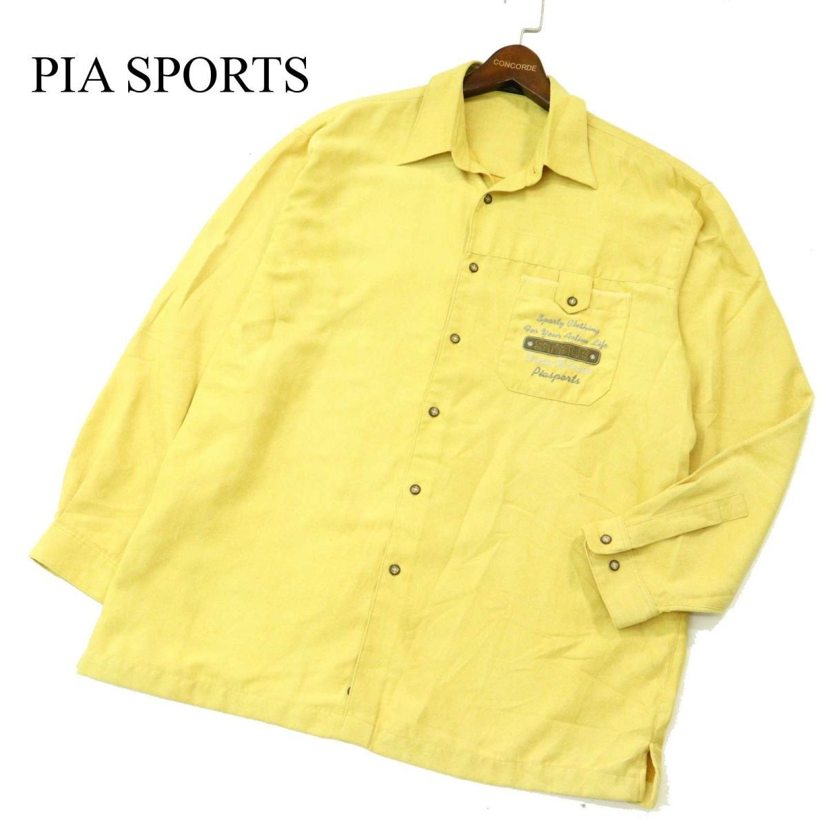 美品★ PIA SPORTS ピアスポーツ 秋冬 フェイク スウェード 長袖 シャツ Sz.5　メンズ ライカ 大きいサイズ　A3T12120_A#B_画像1