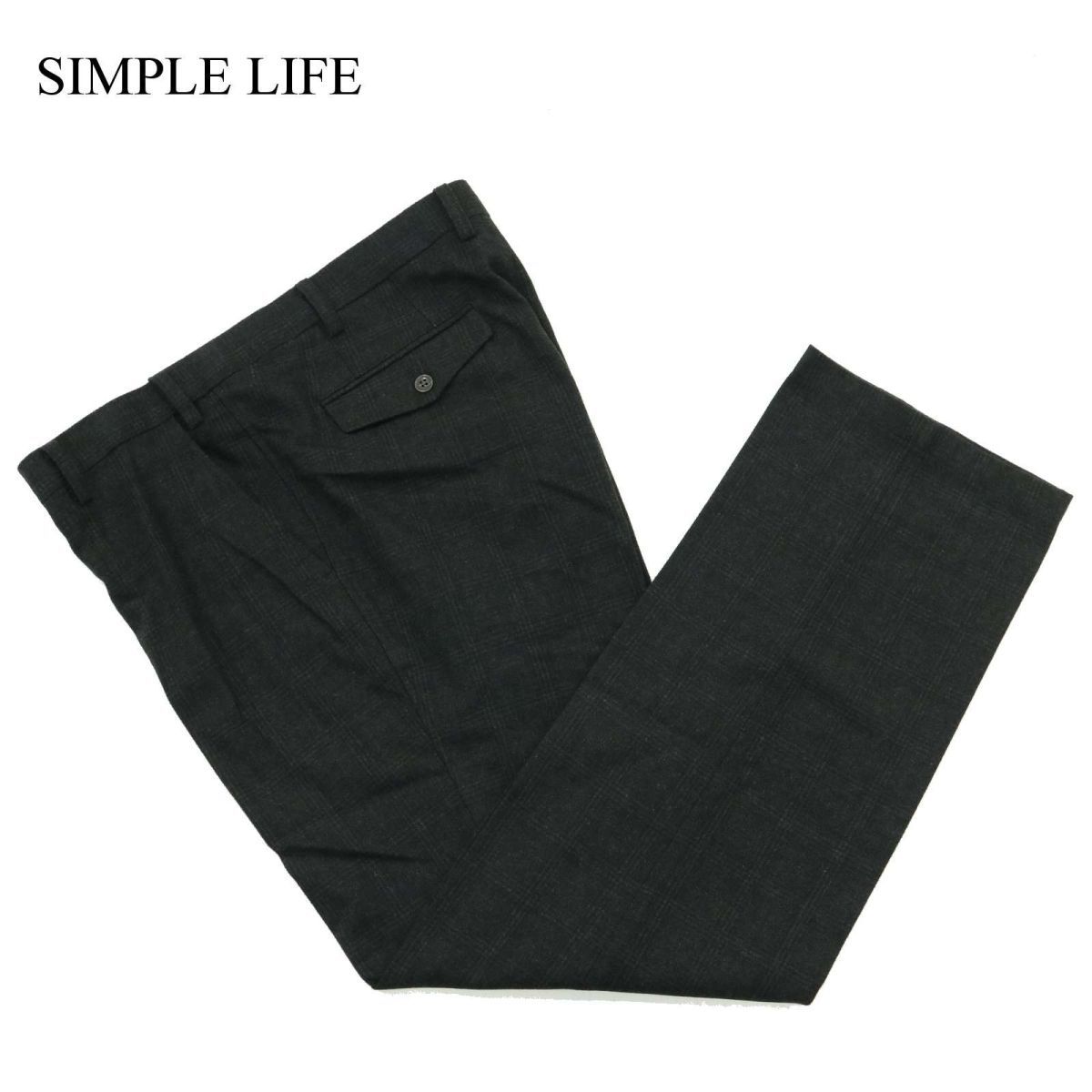 SIMPLE LIFE シンプルライフ レナウン 秋冬 グレンチェック ウール混 スラックス パンツ Sz.105　メンズ 大きいサイズ 特大　A3B04944_A#Q_画像1