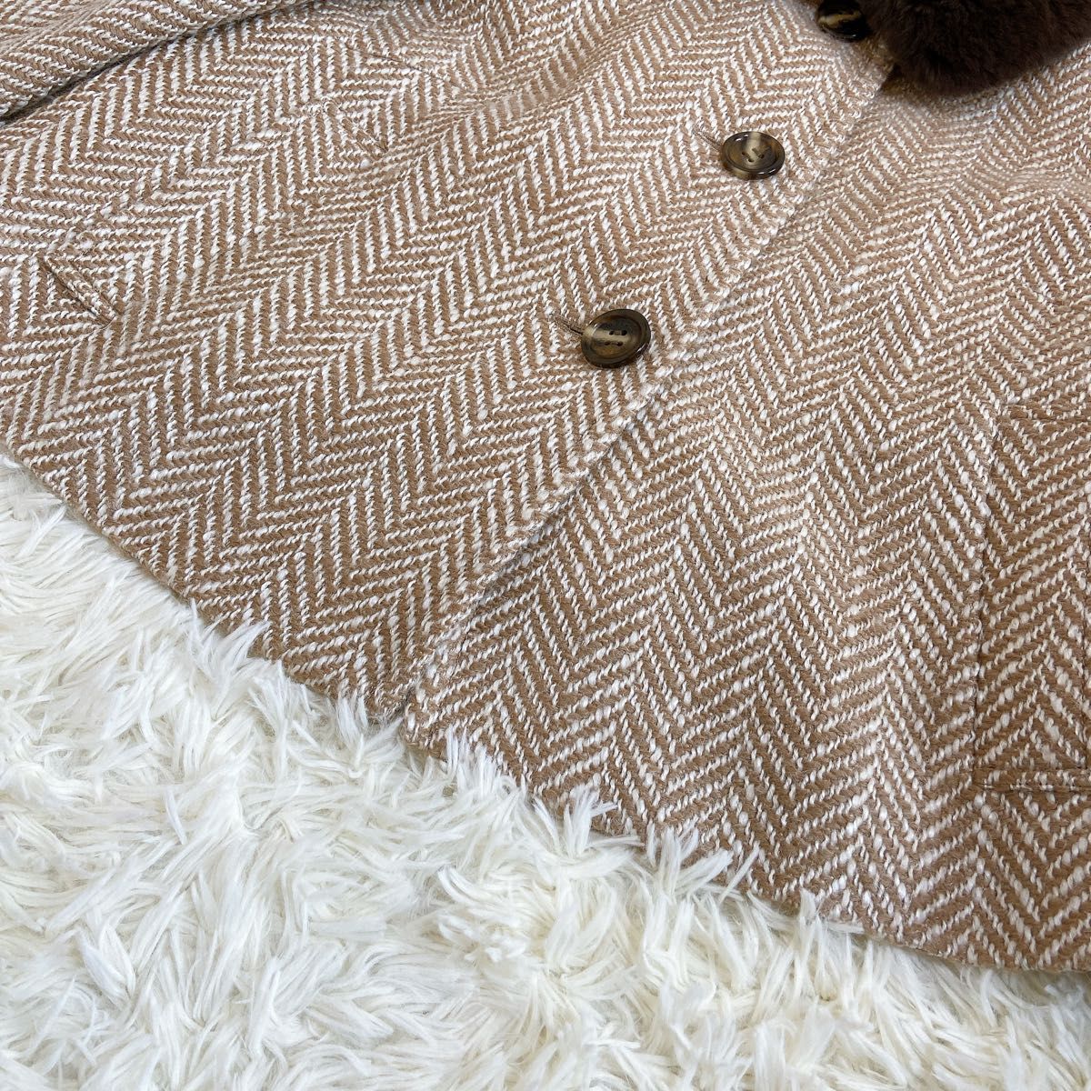 TO BE CHIC トゥービーシック 比翼コート ティペット ラビットファー