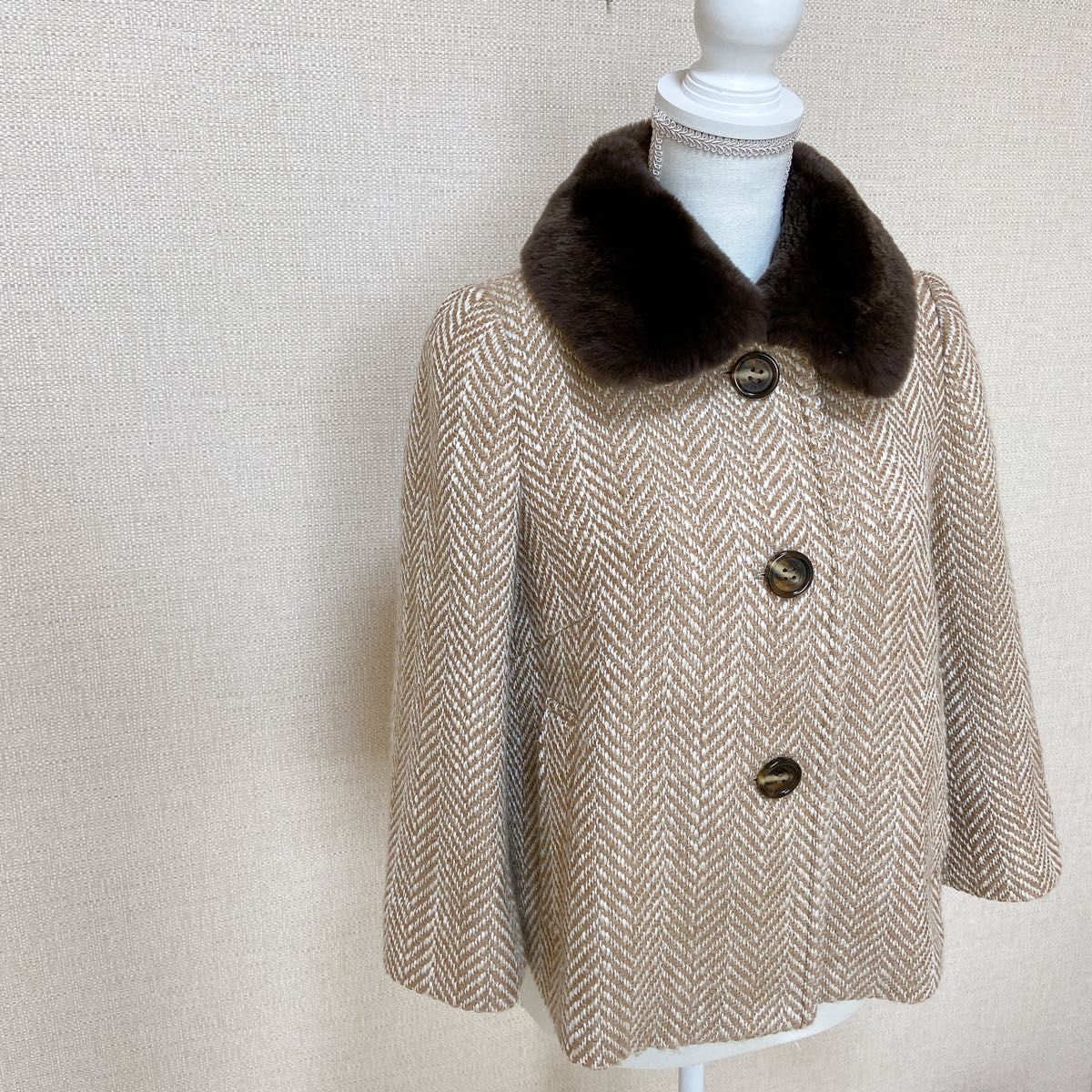 TO BE CHIC トゥービーシック 比翼コート ティペット ラビットファー-