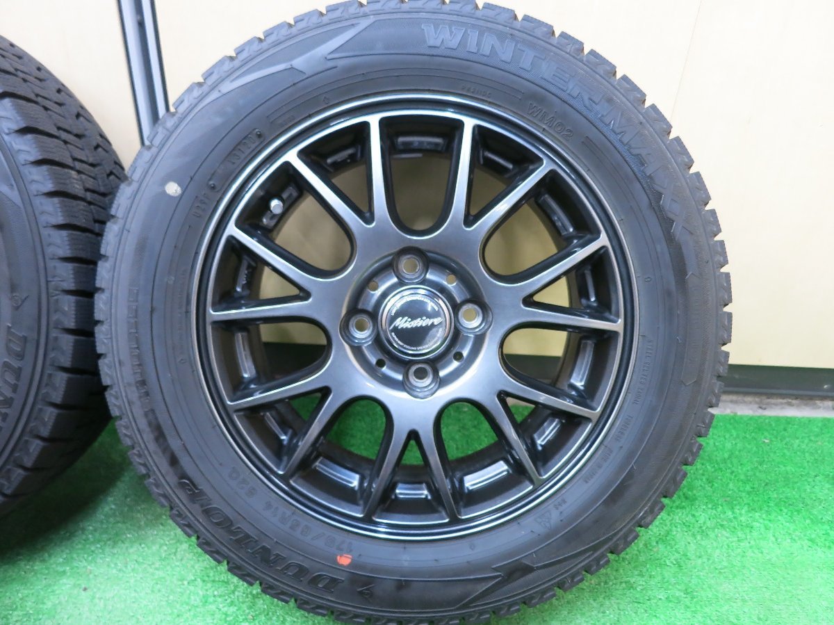 [送料無料]バリ溝！20年！綺麗！9.5分以上★スタッドレス 175/65R14 ダンロップ ウインターマックスWM02 Mistiere PCD100/4H★3021505ヒス_画像2