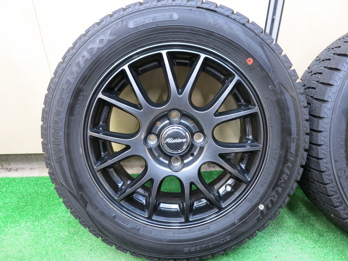 [送料無料]バリ溝！20年！綺麗！9.5分以上★スタッドレス 175/65R14 ダンロップ ウインターマックスWM02 Mistiere PCD100/4H★3021505ヒス_画像3