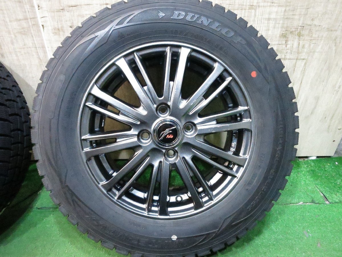 [送料無料]バリ溝！19年！ほぼ10分★スタッドレス 185/70R14 ダンロップ ウインターマックス WM01 Fang ファング PCD100/4H★3012014Hス_画像3