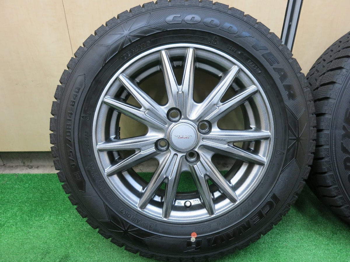 [送料無料]バリ溝！20年！ ほぼ10分★スタッドレス 175/70R14 グッドイヤー アイスナビ6 VELVA KEVIN ヴェルヴァ PCD100/4H★3021502ヒス_画像3