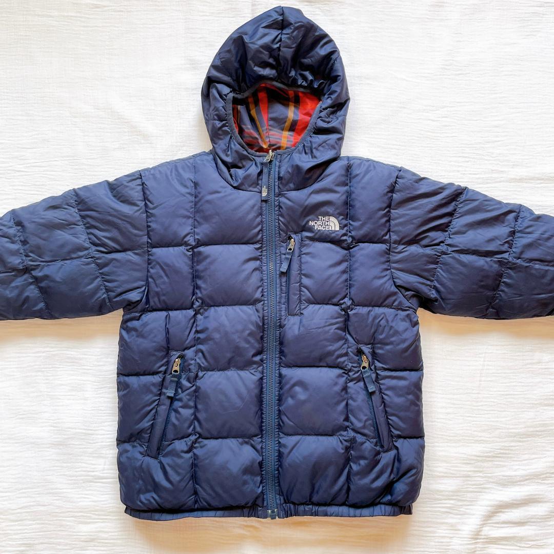 2way ノースフェイス キッズ ダウン ネイビー 赤 チェック 140 the north face 子ども ダウンジャケット 140cm 男の子  女の子