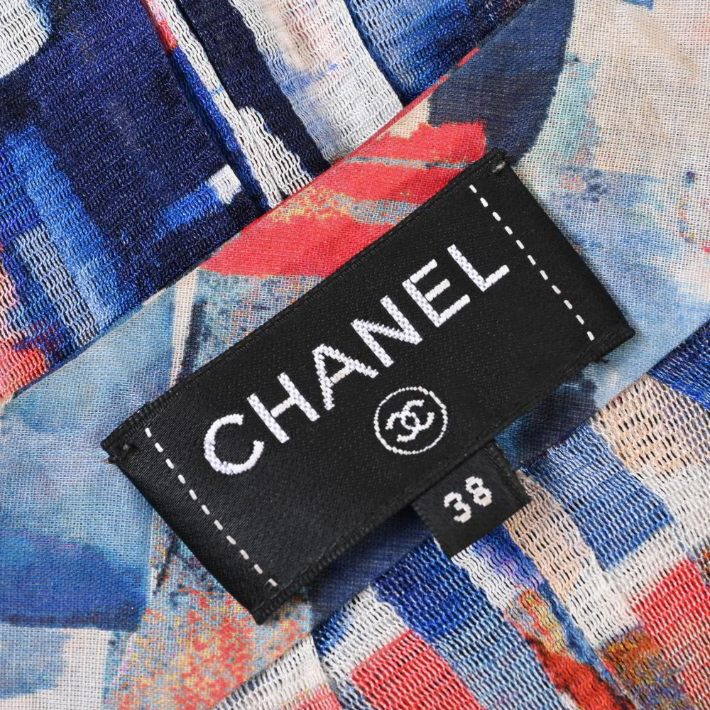 CHANEL シルク マルチカラー ノースリーブ ブラウス 38 マルチ シャネル KL4BKUH218_画像9