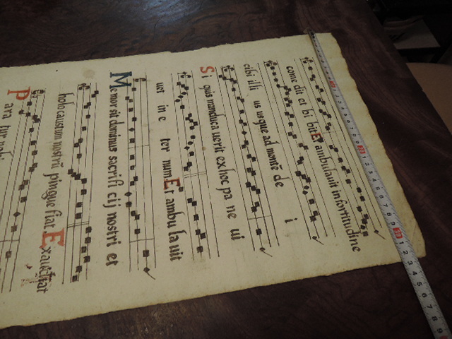 楽譜 グレゴリア聖歌/ラテン語 15世紀 音楽 古紙/手書き 縦49.5cm×横32.5cm_画像6
