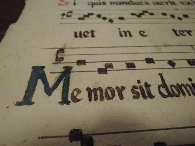 楽譜 グレゴリア聖歌/ラテン語 15世紀 音楽 古紙/手書き 縦49.5cm×横32.5cm_画像5