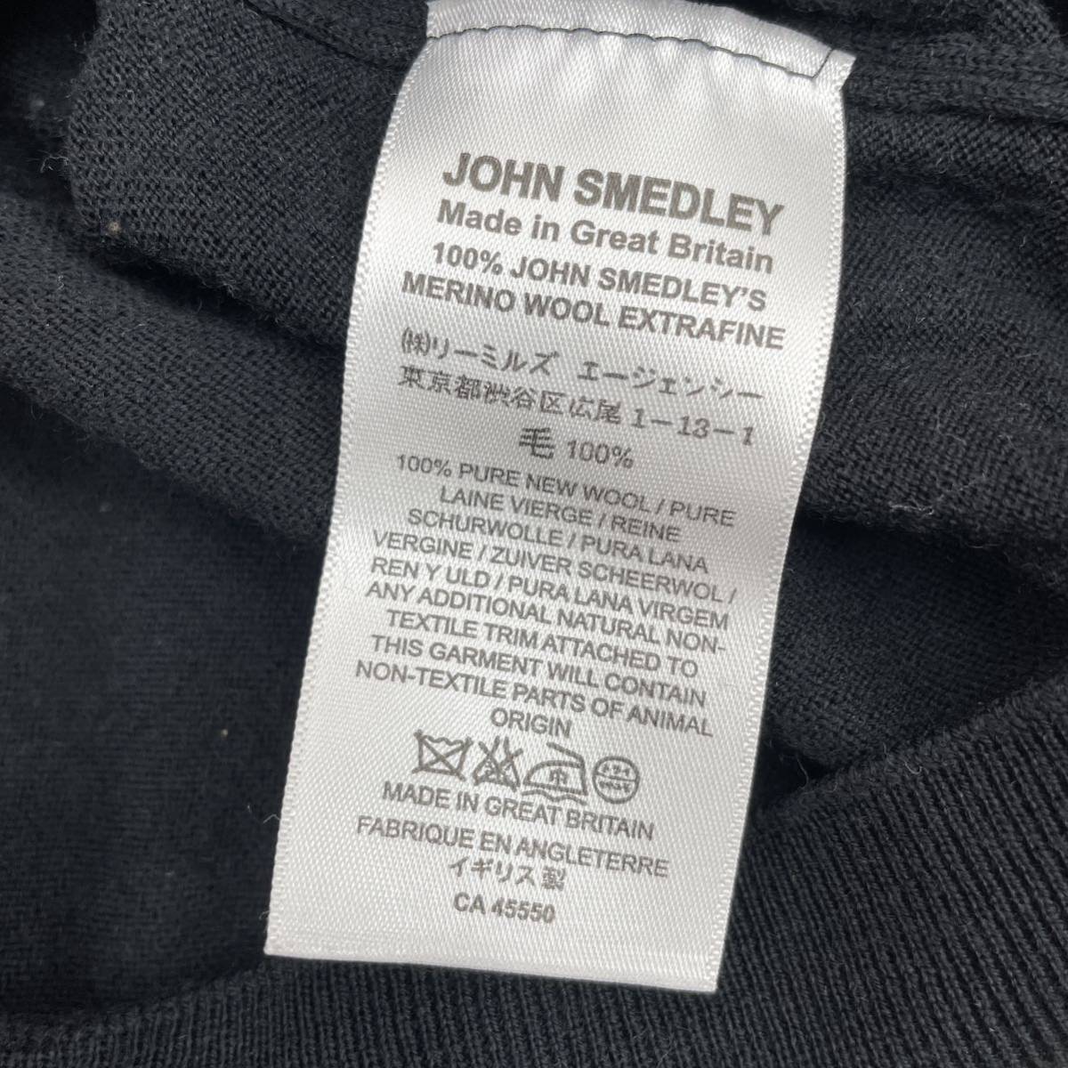 ジョンスメドレー / John Smedley タイトフィット ハイゲージニット ラムズウール S ブラック_画像6