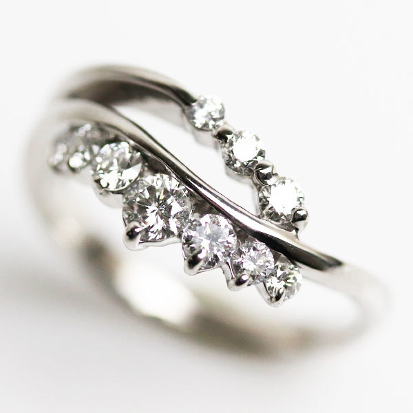 通販生活 ファッション 5.4g 12.5号 ダイヤモンド0.5ct リング・指輪 Pt900プラチナ MR4866 中古 レディース プラチナ台