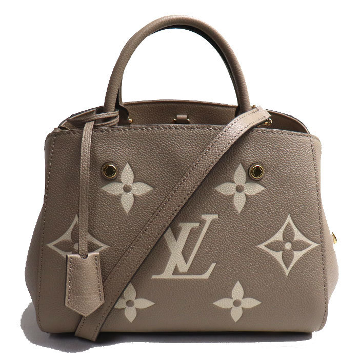 LOUIS VUITTON ルイ・ヴィトン モンテーニュBB 2Wayショルダーバッグ モノグラムアンプラント ベージュ M45489 IC レディース 中古 美品_画像1