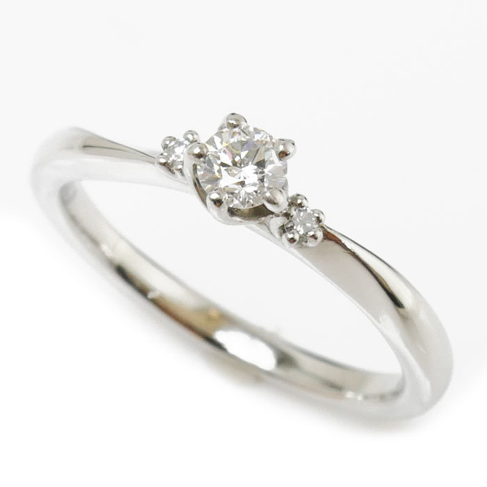 新しいスタイル Pt950プラチナ リング・指輪 ダイヤモンド0.165ct/0.02ct 10号 3.6g レディース 中古 美品 プラチナ台