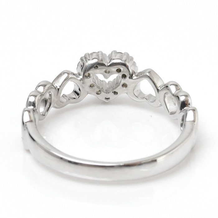 4*Cyondosi-K10WG white gold Heart ring * ring diamond 10 number 2.7g lady's used beautiful goods 