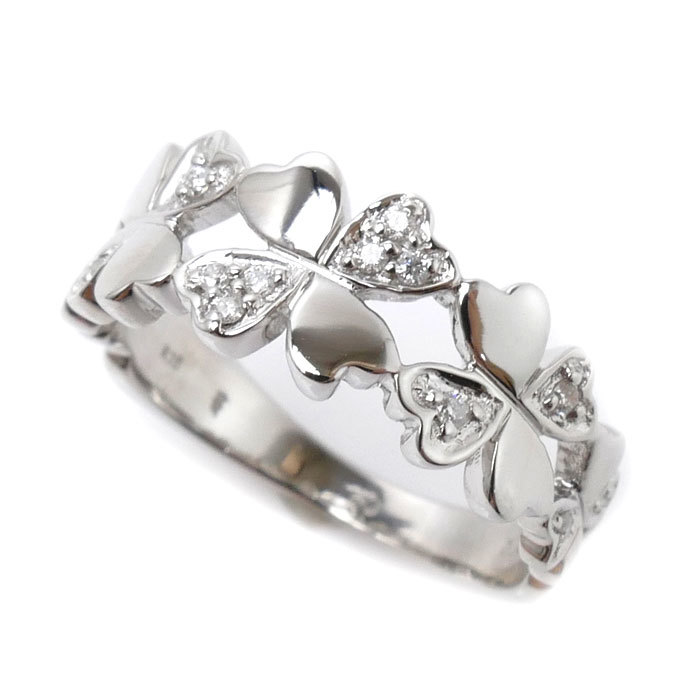 新しいスタイル ダイヤモンド0.07ct JALW406DDF10 リング・指輪 フラワー K18WG フォリフォリ Follie Folli 10号 美品 中古 レディース 3.5g 50 指輪