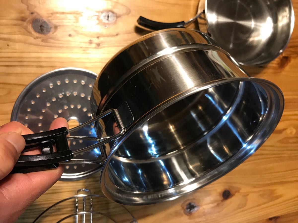 燻製器　蒸し器　フライパン　鍋　4特セット　ソロキャンプ　コンパクト