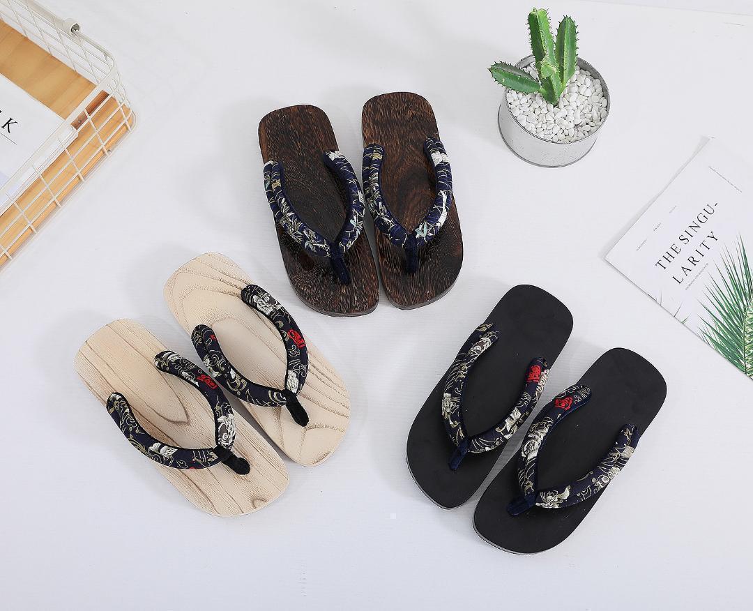 24. geta sandals wooden Japanese style herringbone thickness bottom slip prevention wooden slippers 