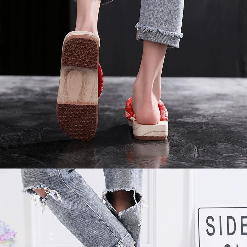 24. geta sandals wooden Japanese style herringbone thickness bottom slip prevention wooden slippers 