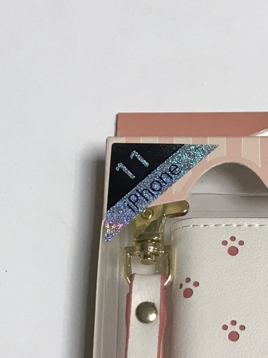 匿名送料込 iPhone11用カバー 可愛い 手帳型ケース 猫 ネコ ねこ ピンク minette ミネット ストラップ PINK アイホン11 アイフォーン11/UE4_画像2