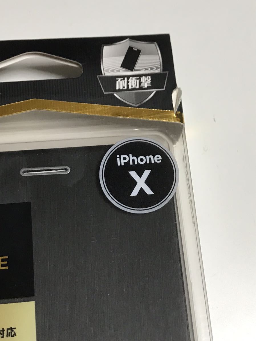 匿名送料込み iPhoneX用カバー 手帳型ケース マグネットロック ブラック 黒色 スマートセンサー対応 iPhone10 アイホンX アイフォーンX/UU3