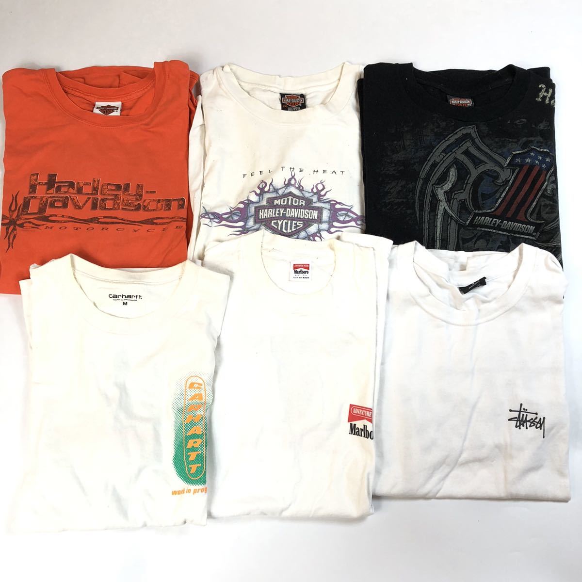 HARLEY DAVIDSON ハーレーダビットソン STUSSY ステューシー CARHARTT カーハート など Tシャツ トレーナー 古着 USED 6着セット まとめ_画像1