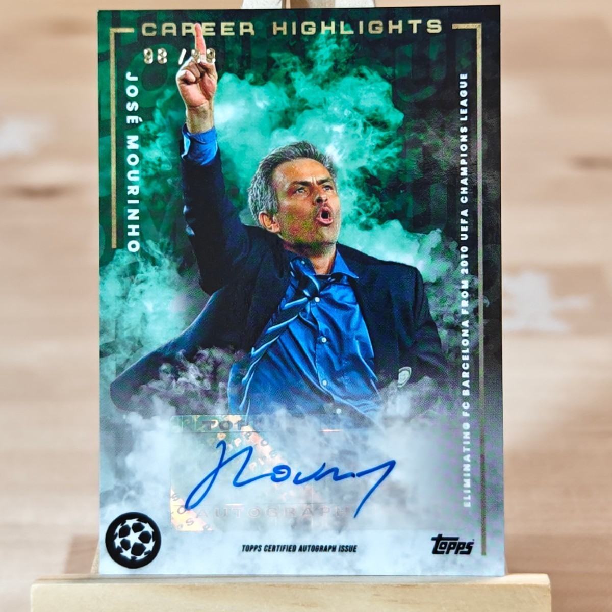 99枚限定 ジョゼ・モウリーニョ 2022 Topps UEFA Champions League Career Highlights Green Jose Mourinho Auto 98/99 直筆サインカード