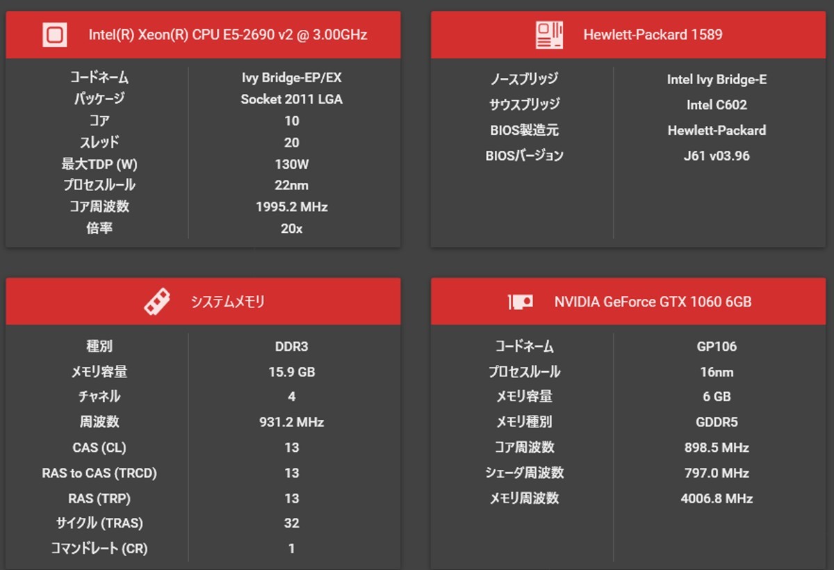 値下げ】 ゲーミング 初期保証付 GTX1060-6G A-1556 Z420 HP Win11