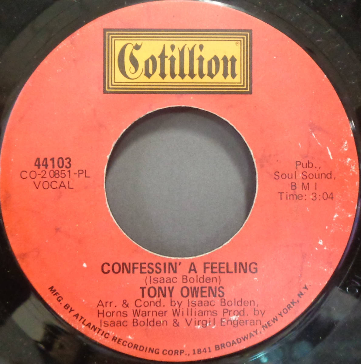 【SOUL 45】TONY OWENS - CONFESSIN A FEELING / GOT'A GET MY BABY BACK HOME (s231023029)_画像1